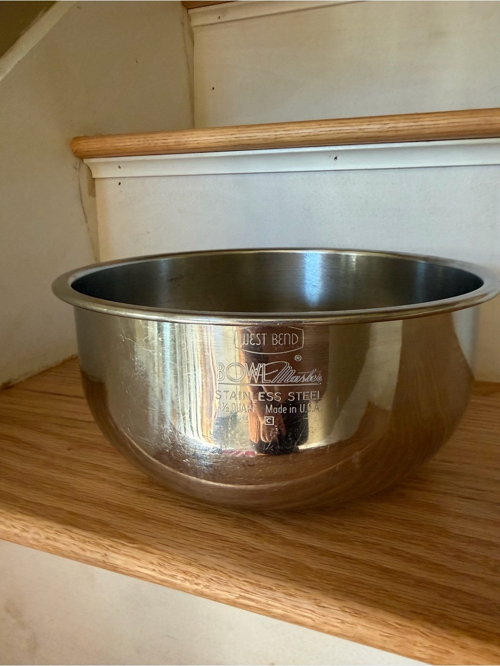 West Bend Bowl Master Stainless Steel Bowl 3-1/2 Qt Mixing Bowl 9” Made in USA